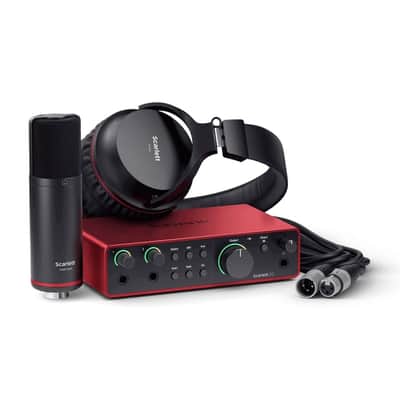 Focusrite Scarlett 2i2 4th Gen USB Audio Interface Studio Bundle 2023 - Present - Red image 2