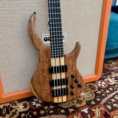 Harley Benton BZ-5000 II NT Natural Thru Neck 5-String Electric Bass Guitar image 1