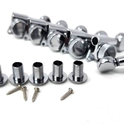 Carparelli 6-IN-LINE Electric Locking Machine Heads Tuners Classic Button Chrome image 5