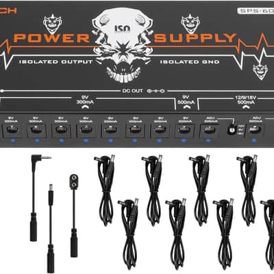 SPS-60 Guitar Pedal Power Supply, 10 Totally Isolated Pedal Board Power Supply for DC 9V/12V/18V Outputs (300mA/500mA) High Power for Power High-current Effect Pedal, Noiselessly image 1
