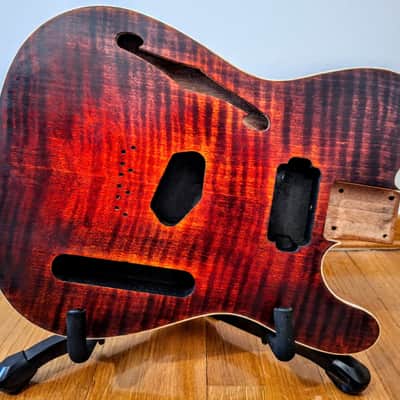 Telecaster Tele Thinline Body SH Cherry Burst Mahogany and Maple Top image 5