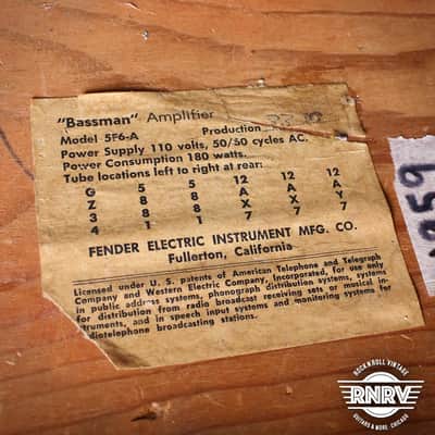 Vintage 1959 Fender Tweed Bassman 5F6-A Narrow Panel Original image 18