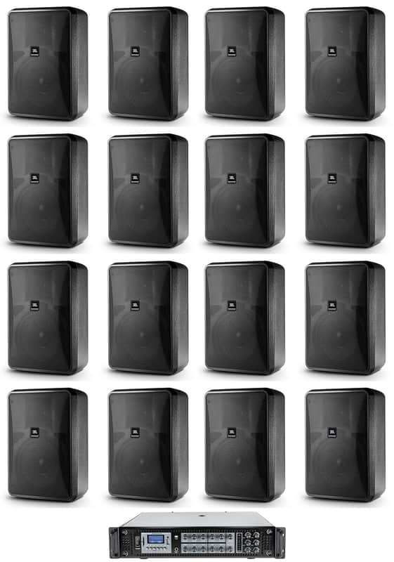 (16) JBL Control 28-1 8" 60w 70v Commercial Indoor/Outdoor Speakers+Amplifier image 1