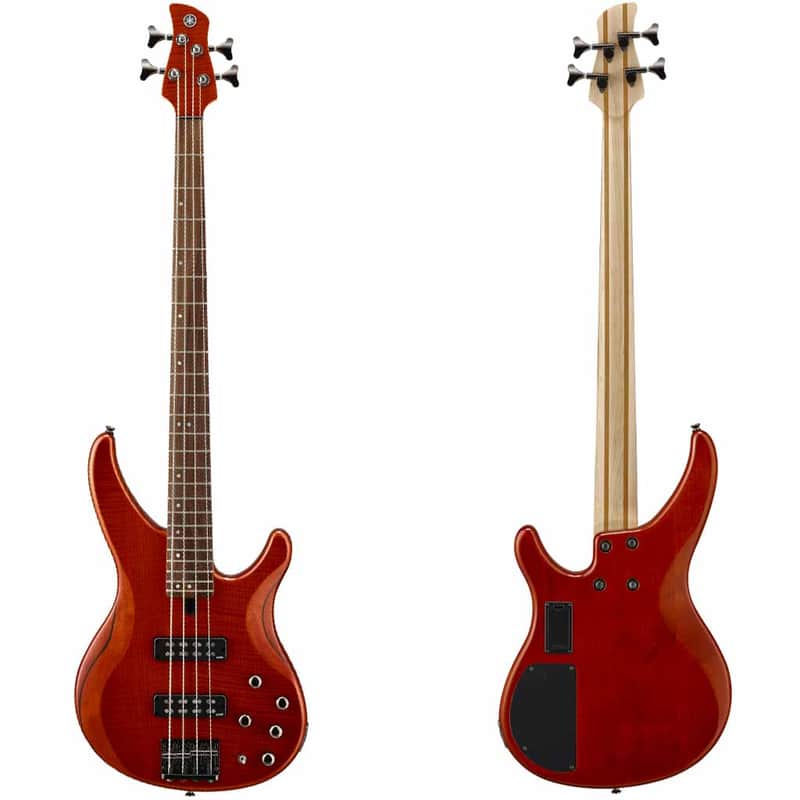 Yamaha TRBX604FM 4 String Bass Guitar with Flame Maple Top - Caramel Brown image 1