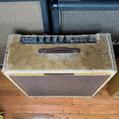 1956 Fender Bassman 5E6 Vintage Tweed Narrow Panel Pre CBS 4x10 Tube Combo Amplifier! image 4