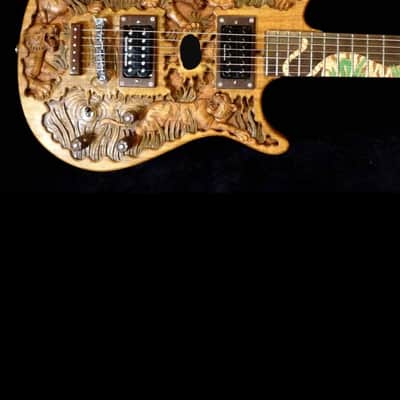Blueberry Guitar Handmade Electric Guitar Tiger Motif 2022 - Hand Carved & Hand Made image 3
