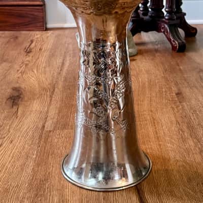 Vintage Aluminum Floral Darkuba Hand Drum 12" Read Description image 2