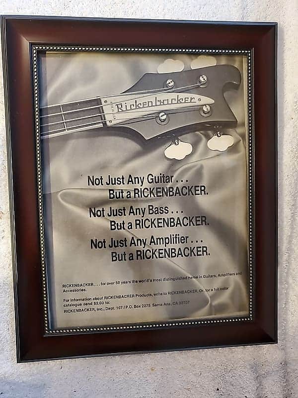 1982 Rickenbacker Guitars Promotional Ad Framed 4001 Bass Original image 1