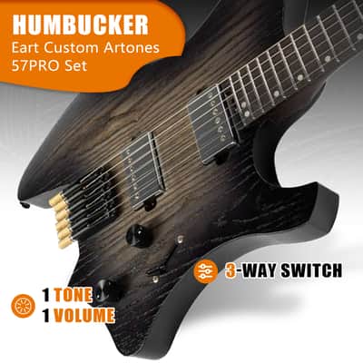 Eart GW2-Pro Headless Electric Guitar, Roasted Ash Body,24F Rounded Ends Jumbo Stainless Steel image 2
