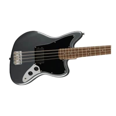 Squier Affinity Series Jaguar Bass H 4-String Right-Handed Electric Guitar with Maple Neck, Laurel Fingerboard, and 3-Ply Black Pickguard (Charcoal Frost Metallic) image 5