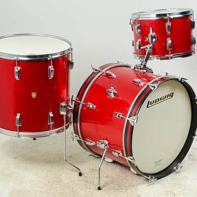 Ludwig 20/13/16" "Super Beat" Drum Set - Red Sparkle w/ COB Rims image 3