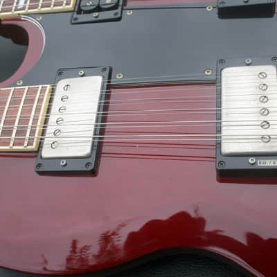 Burny  Jimmy Page Red RSG-140 Double Neck Guitar CIRCA 1992 Cherry Red image 12