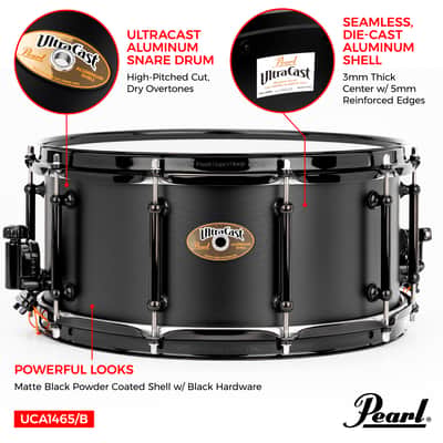 Pearl ULTRACAST 14"X6.5" 5/3/5MM CAST ALUMINUM SNARE DRUM image 9
