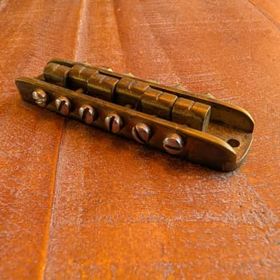 Stars Guitars Alembic Tune-O-Matic Guitar Bridge BRANDED 1970s Brass image 3