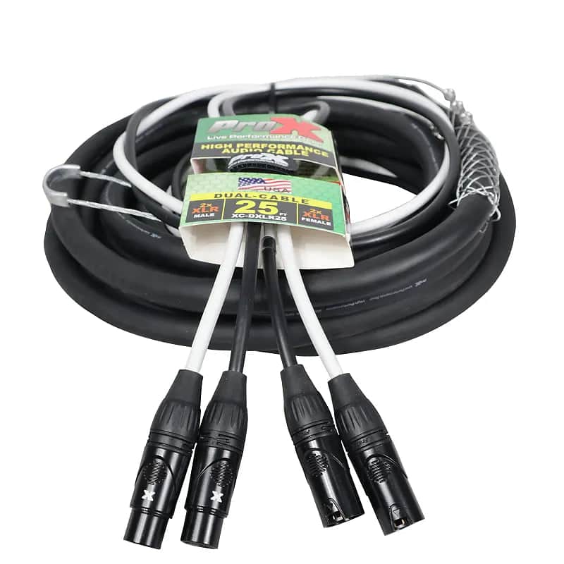 ProX XC-DXLR25 - 25 Ft. Balanced Dual XLR-M to Dual XLR-F High Performance Audio image 1