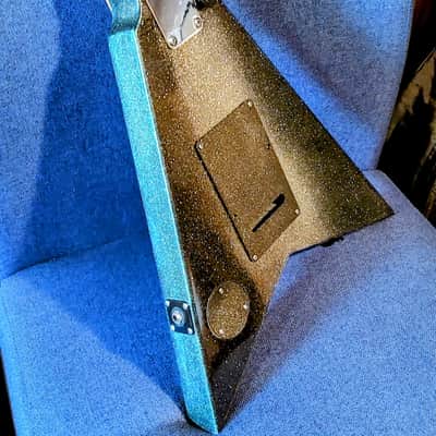 Custom Full size "Mini" Flying V Black and Gold sparkle image 4