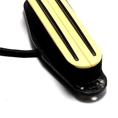 Dragonfire AR5 Strat Sized Humbucker, 1 Qty Position Interchangeable 4 Wire Dual Rail AlNiCo V Pickup ~ Cream with Black Rails image 2