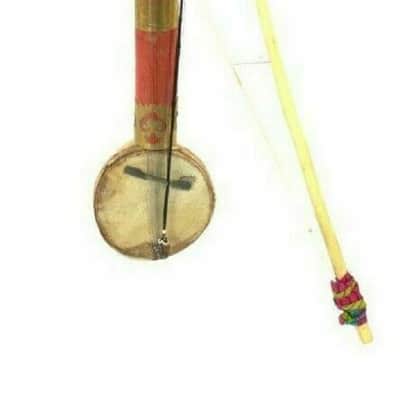 Handmade Ravanahatha Red Black Folk Fiddle Sarangi Ravanhatta Rajasthani Musical String Instrument image 1