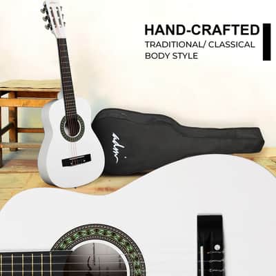 ADM Beginner Acoustic Classical Guitar Nylon Strings Wooden Guitar Bundle Kit for Kid Boy Girl Student Youth Guitarra Online Lessons with Gig Bag, Strap, Tuner, Picks (30 Inch, White) image 7