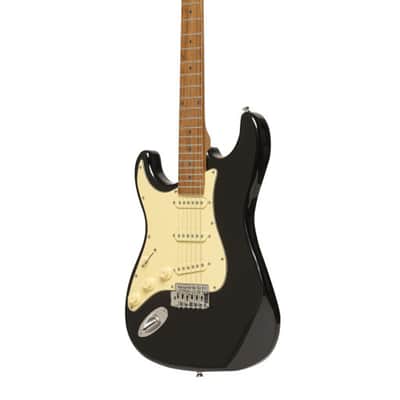 STAGG Electric Guitar Series 55 With Solid Paulownia Body Left Hand Model Black image 2