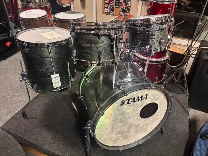 Tama TW42RZS-ASBJ Star Walnut 10x7/12x8/16x16/22x16" 4pc Shell Pack - Satin Black Japanese Sen Burst image 1