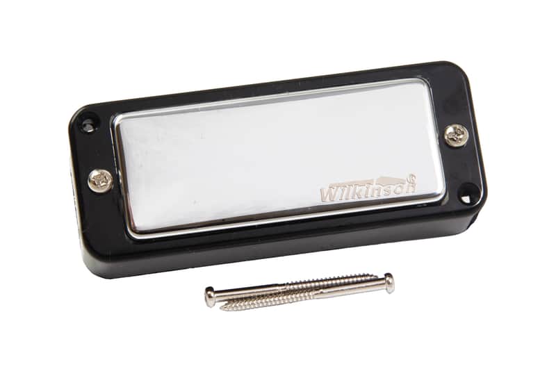 Wilkinson WMHR Mini Humbucker – Alnico V Magnet, Chrome Pickup w/ Black P90 Ring (Neck or Bridge)-Black image 1