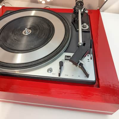 Dual 1209 Idler Drive Turntable - Serviced & Lubricated - Custom Red Plinth - w/ Shure M71 & Dual TVV46 Preamp image 12