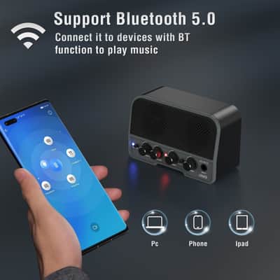 LEKATO  JA-02 Guitar Amplifier bluetooth 5W Guitar Amp with Clean Overdrive Effects image 6