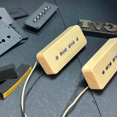 General Vintage Tone P90 Soapbar  pickup set Custom rod magnets Cream cover - Cream covers image 3
