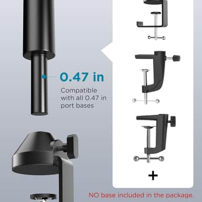 Microphone Boom Arm Extension Tube Aluminum Alloy Mic Stand Extension Riser Desk Mount Mic Arm Extension Rod For Microphone Suspension Boom Scissor Arm Stand Holder image 6