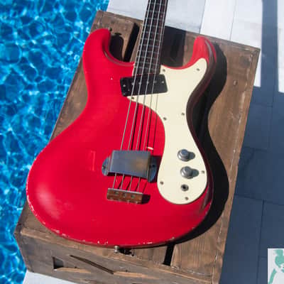 Vintage 1965 Mosrite of California "The Ventures" 4 String Bass w Brazilian Rosewood FB & OHSC - Made in the USA image 1