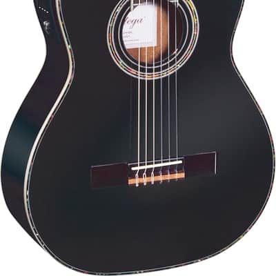 Ortega Guitars RCE141BK Family Series Pro Acoustic Electric Nylon Classical 6-String Guitar w/ Free Bag, Solid Canadian Engelmann Spruce Top and Mahogany Body, Black Gloss Finish image 1