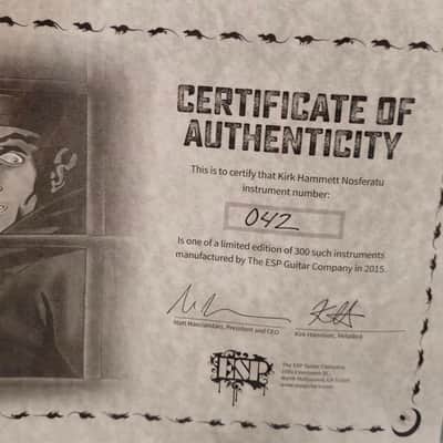 2015 ESP LTD KH-Nosferatu Kirk Hammett Signature 1 of 300 TOP CONDITION w/ OHSC + COA image 4