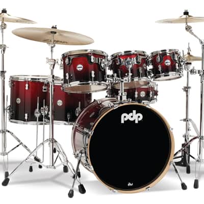 PDP Concept Series Maple 7pc Shell Pack - Red to Black Fade image 1