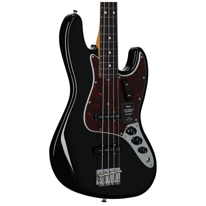 Fender Vintera II '60s Jazz Electric Bass, Rosewood Fingerboard (with Gig Bag), Black image 1