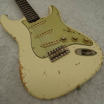 Bravewood Stratocaster S-Type 2020 Olympic White aged Relic image 2