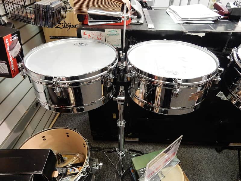 Latin Percussion M257 Matador Series 14" / 15" Steel Timbales w/ Stand image 1