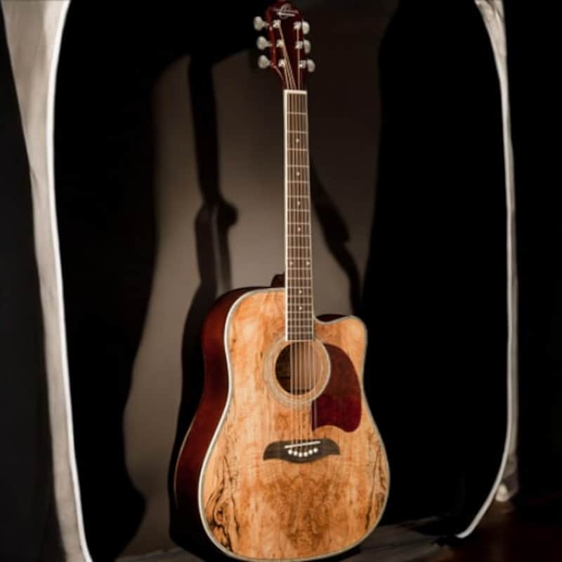 Oscar Schmidt OD312CESM-R Dreadnought (12 String) Cutaway Acoustic Electric Guitar, Spalted Maple image 1