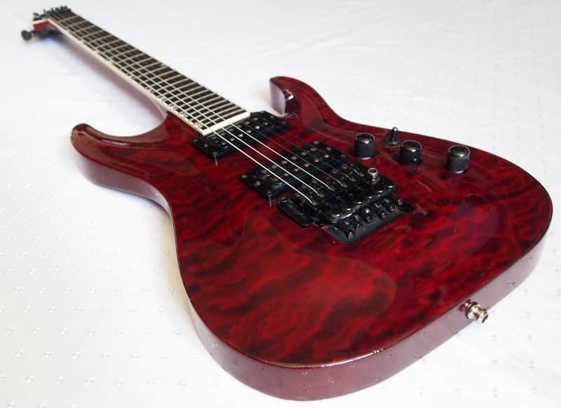 ESP Edwards E-HR 98 QM 1998 Transparent Red | Reverb