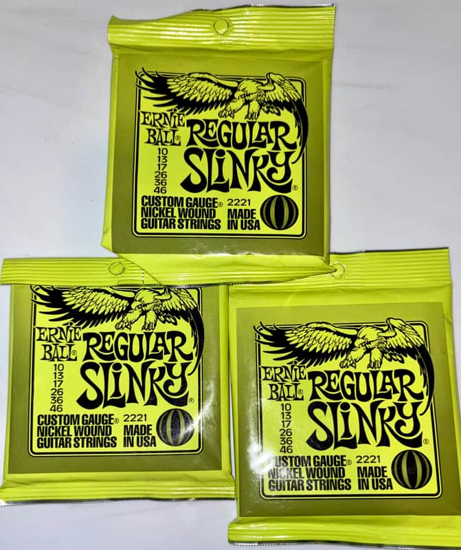 3 sets of Ernie Ball 2221 Regular Slinky Nickel Electric Guitar Strings (10-46) 2010s - Silver image 1