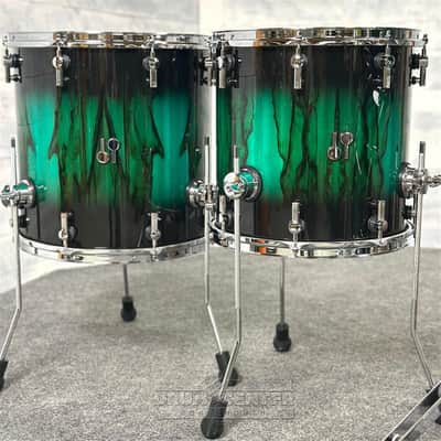 Sonor SQ2 Beech 5pc Drum Set Green Burst over African Marble Gloss image 4