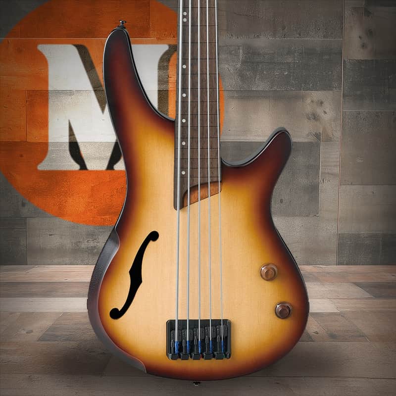 Ibanez SR Bass Workshop 5 String Electric Bass - Hollow Body Fretless - Fretless - Natural Browned Burst Flat (SRH505FNNF) image 1