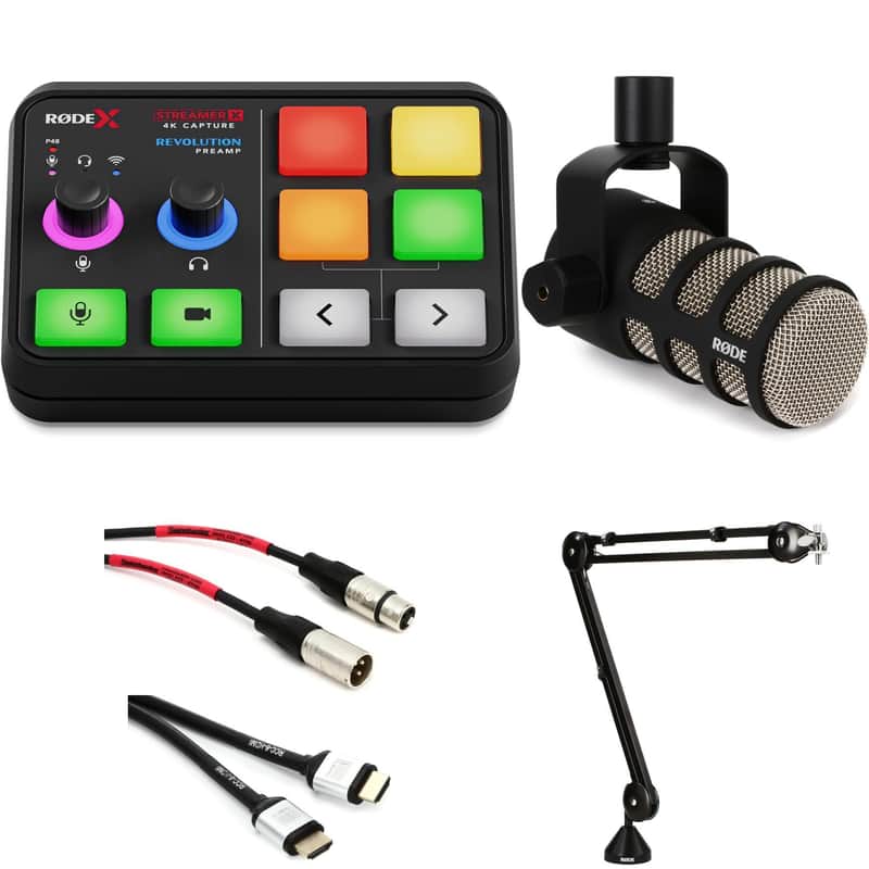 Rode Streamer X Audio Interface and Video Capture Card with PodMic Dynamic Broadcast Microphone Bundle image 1