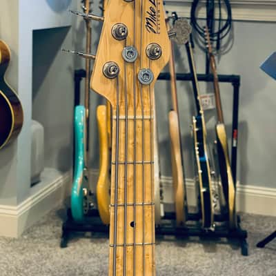 2022 Mike Lull M5V 5-String Bass Shell Pink w/ Highly Figured Birdseye Maple Fingerboard image 3