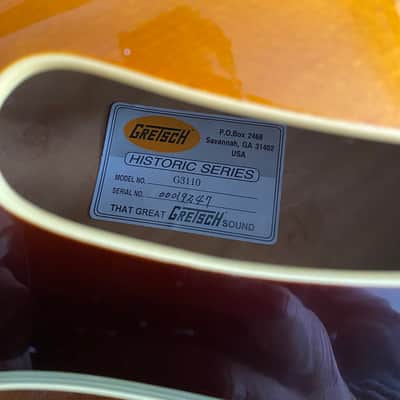 Gretsch G3110 Historic Archtop 1990 - 2003 - Tobacco Sunburst image 15