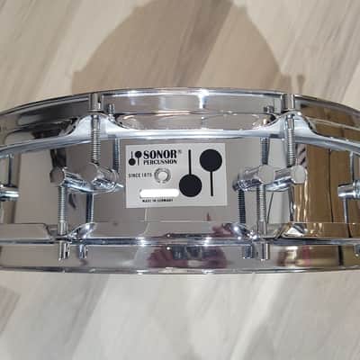 Sonor D-420 Phonic 14x4" 10-Lug Ferro-Manganese Steel Piccolo Snare Drum 1982 - 1994 - Chrome-Plated image 1