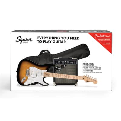 Squier Sonic Stratocaster Electric Guitar Pack with Frontman 10G Amp - 2-Color Sunburst image 1
