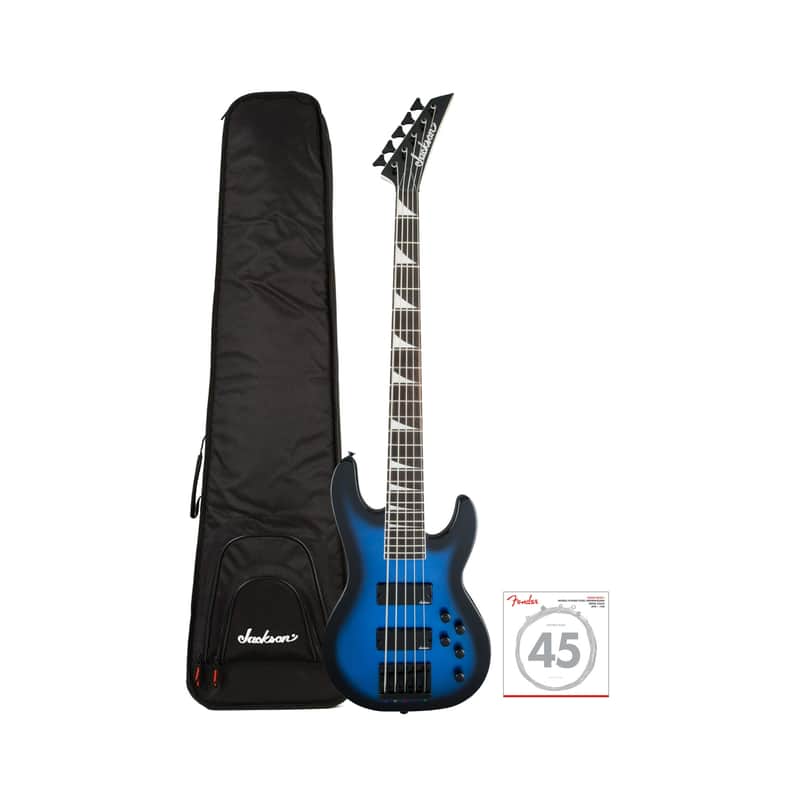 Jackson JS Series Concert Bass JS3V 5-String Electric Guitar (Right-Handed, Metallic Blue) Bundle with Polyester Protective Hardshell Gig Bag with Zipper Pocket (Black), and Steel Strings (3 Items) image 1