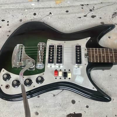 Vintage Teisco K-3L Sharkfin Circa 1960's Dark Greenburst Needs TLC & Repair K3-L image 7