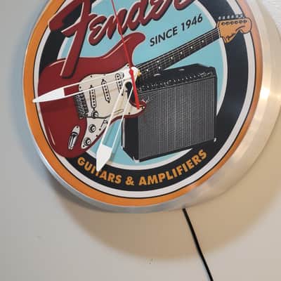 Fender Musical Instruments Dealer Style Light Up Clock Killer Cool Man Cave/Garage/Bar Item Strat & Twin Reverb image 3